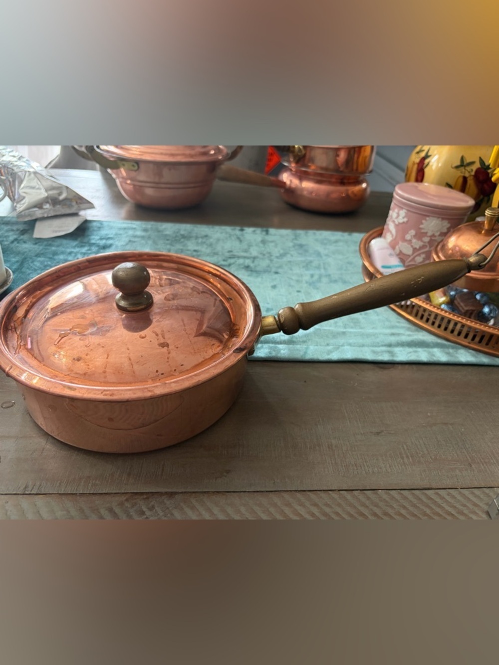 Classic Copper Saucepan with Lid - Copper Finish vintage
